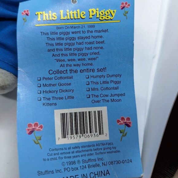 Vintage CVS Peter‎ Cottontail's Friends THIS LITTLE PIGGY Plush 8” With Tag 1998 - Picture 4 of 5